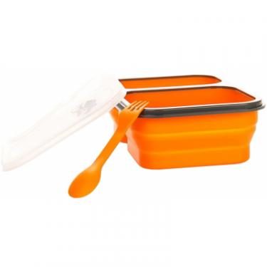 Набор туристической посуды Tramp 2 отсека силиконовый 900ml с ловилкой orange Фото 2