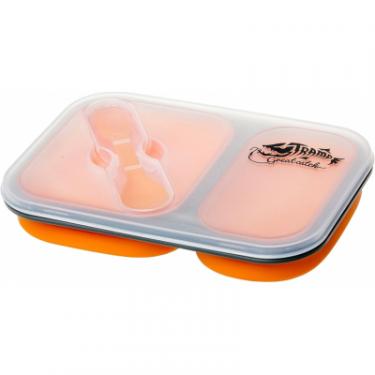 Набор туристической посуды Tramp 2 отсека силиконовый 900ml с ловилкой orange Фото 3