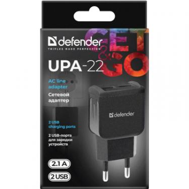Зарядное устройство Defender UPA-22 black, 2xUSB, 2.1A Фото 3