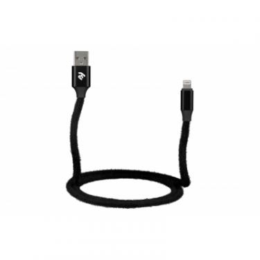 Дата кабель 2E USB 2.0 AM to Lightning 1.0m Fur black Фото 2
