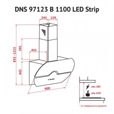 Вытяжка кухонная Perfelli DNS 97123 B 1100 BL LED Strip Фото 6