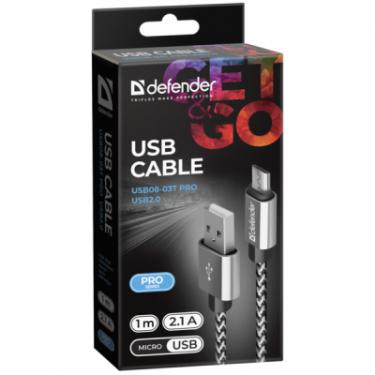 Дата кабель Defender USB 2.0 AM to Micro 5P 1.0m USB08-03T PRO white Фото 2
