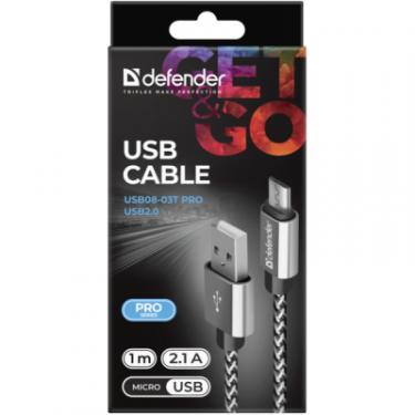 Дата кабель Defender USB 2.0 AM to Micro 5P 1.0m USB08-03T PRO white Фото 3