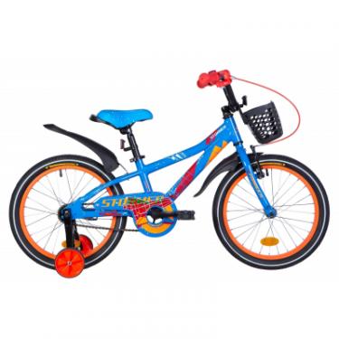 Детский велосипед Formula 18" STORMER рама-9" Al 2020 сине-оранжевый с корзи Фото