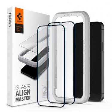 Стекло защитное Spigen iPhone 12 Pro Max Glas tR ALM FC Black (2Pack) Фото