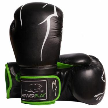Боксерские перчатки PowerPlay 3018 10oz Black/Green Фото
