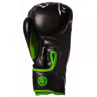 Боксерские перчатки PowerPlay 3018 10oz Black/Green Фото 2