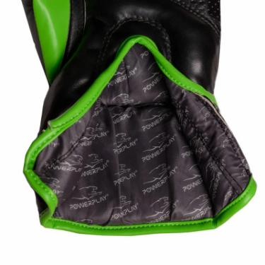 Боксерские перчатки PowerPlay 3018 10oz Black/Green Фото 4