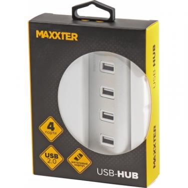 Концентратор Maxxter USB 2.0 Type-A 4 ports silver Фото 3