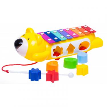 Развивающая игрушка BeBeLino Ксилофон-сортер на колесах, желтый Фото 1