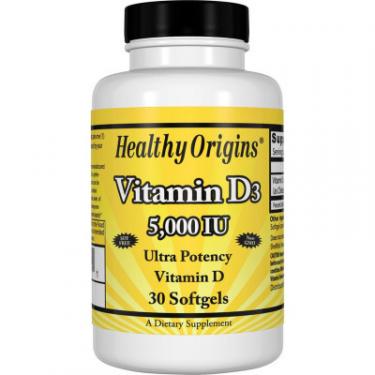 Витамин Healthy Origins Витамин D3, Vitamin D3, 5000 IU, 30 капсул Фото