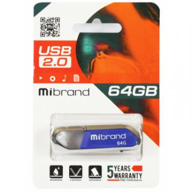 USB флеш накопитель Mibrand 64GB Aligator Blue USB 2.0 Фото 1
