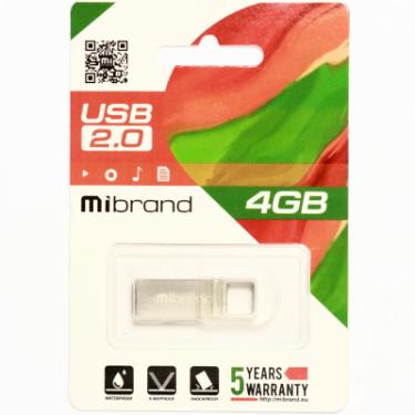 USB флеш накопитель Mibrand 4GB Shark Silver USB 2.0 Фото 1