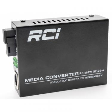 Медиаконвертер RCI 1G, 20km, SC, RJ45, Tx 1310nm standart size metal Фото 1
