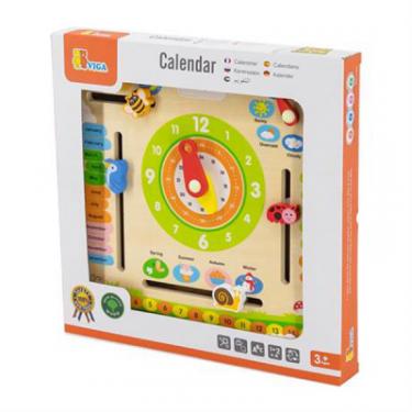 Развивающая игрушка Viga Toys дерев'яний календар з годинником, англійською мово Фото