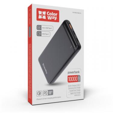 Батарея универсальная ColorWay 10 000 mAh Slim (USB QC3.0 + USB-C Power Delivery Фото 9