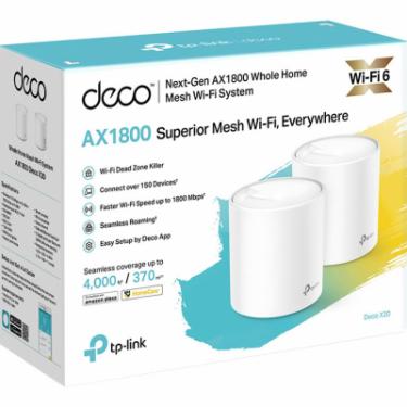 Точка доступа Wi-Fi TP-Link DECO X20 2PK AX1800 1xGE LAN 1xGE WAN MU-MIMO OFDM Фото 5