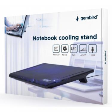 Подставка для ноутбука Gembird до 15", 2x125 mm fan, black Фото 4