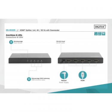 Сплиттер Digitus HDMI (INx1 - OUTx4), 4K, black Фото 5