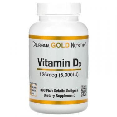 Витамин California Gold Nutrition Витамин D3, 5000 МЕ (125 мкг), 360 желатиновых ка Фото