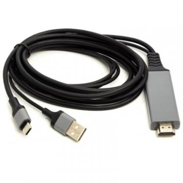 Кабель мультимедийный PowerPlant HDMI (M) to USB (AM) / Type-C (M) 1.0m Фото