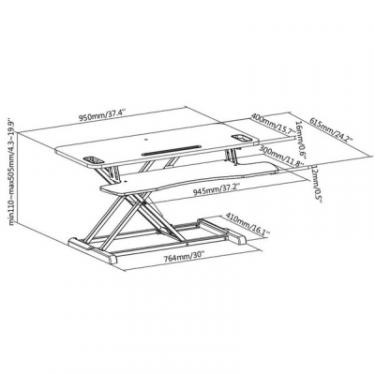 Столик для ноутбука Digitus Ergonomic Workspace Riser, 11-46cm, black Фото 11