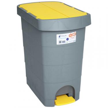 Контейнер для мусора Planet Household Pelican з педаллю сірий із жовтим 9 л Фото