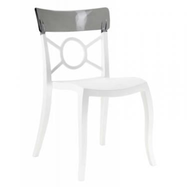 Кухонный стул PAPATYA o-pera-s білий, верх прозоро-димчатий Фото