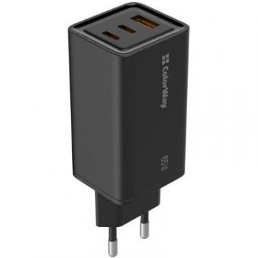 Зарядное устройство ColorWay GaN3 Pro Power Delivery (USB-A + 2 USB TYPE-C) (65 Фото 1