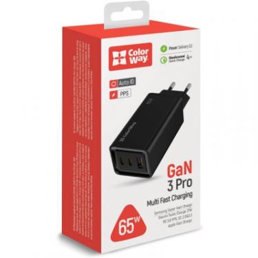 Зарядное устройство ColorWay GaN3 Pro Power Delivery (USB-A + 2 USB TYPE-C) (65 Фото 8