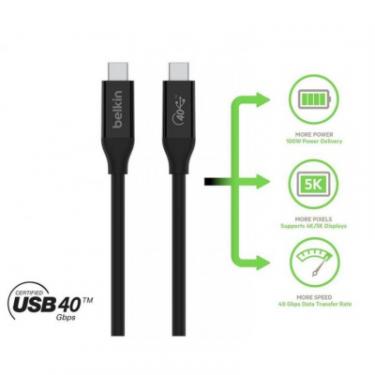 Дата кабель Belkin USB-C to USB-C 0.8m USB4 40Gbps 100W Black Фото 5