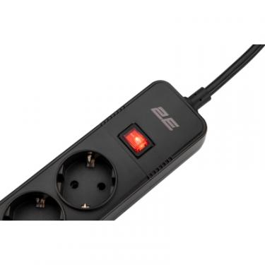 Сетевой фильтр питания 2E 5XSchuko, 3G*1.5мм, 3*USB-A, 2м, black Фото 3