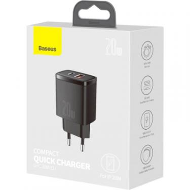 Зарядное устройство Baseus Compact Quick Charger U+C 20W EU Black Фото 2