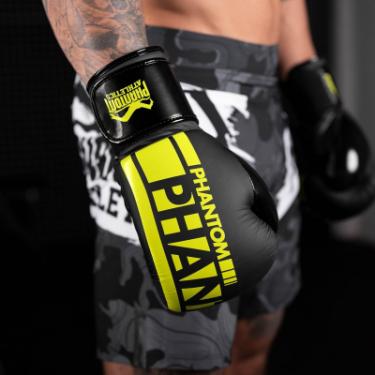 Боксерские перчатки Phantom APEX Elastic Neon Black/Yellow 10oz Фото 3