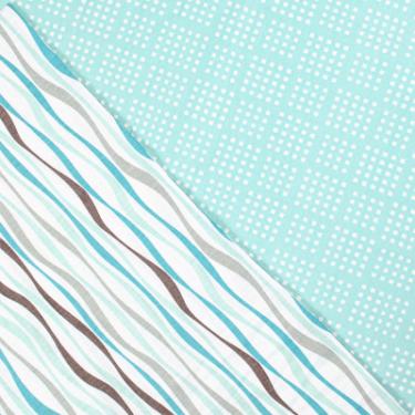 Постельное белье Home Line Хвилі/Клітинка бірюзовий бязь полуторний Фото 1