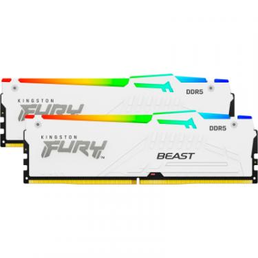 Модуль памяти для компьютера Kingston Fury (ex.HyperX) DDR5 32GB (2x16GB) 5600 MHz FURY Beast White RGB Фото 2