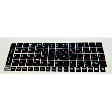 Наклейка на клавиатуру BestKey непрозора чорна, 68, червоний Фото 1