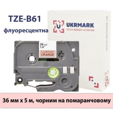 Лента для принтера этикеток UKRMARK B-Fc-TB61P-BK/OR, аналог TZeB61, флуорисцентна, 36 Фото