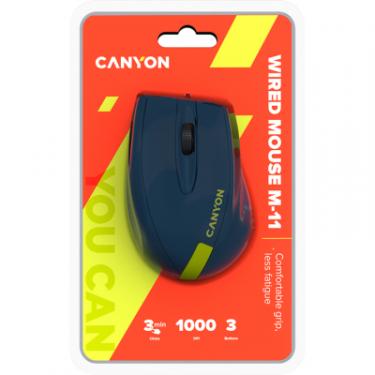 Мышка Canyon M-11 USB Blue/Yellow Фото 4