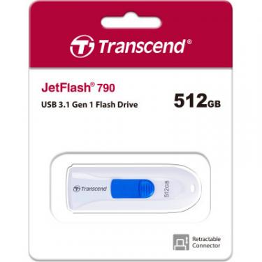 USB флеш накопитель Transcend 512GB JetFlash 790 White USB 3.1 Фото 4