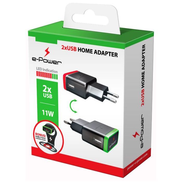 Зарядное устройство E-power 2 * USB 2.1A + holder Фото