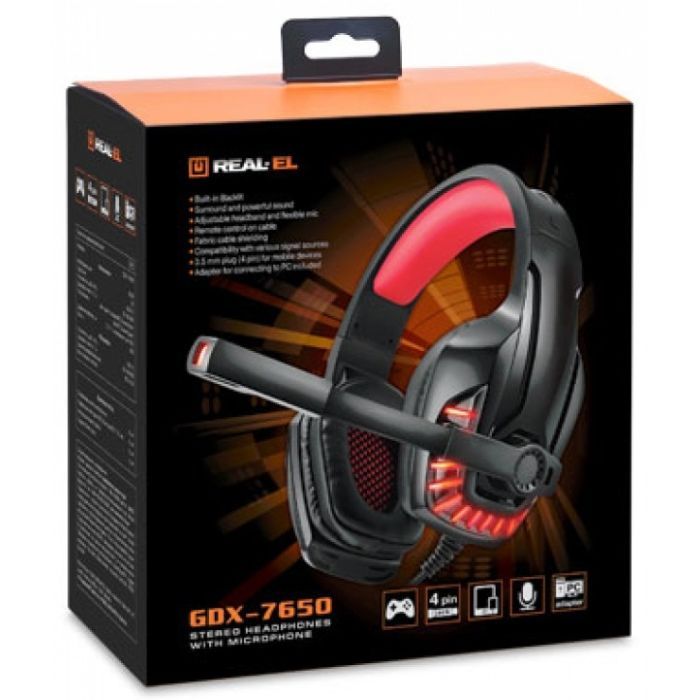 Наушники REAL-EL GDX-7650 Black-Red Фото 10