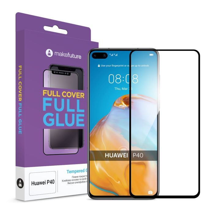 Стекло защитное MakeFuture Huawei P40 Full Cover Full Glue Фото