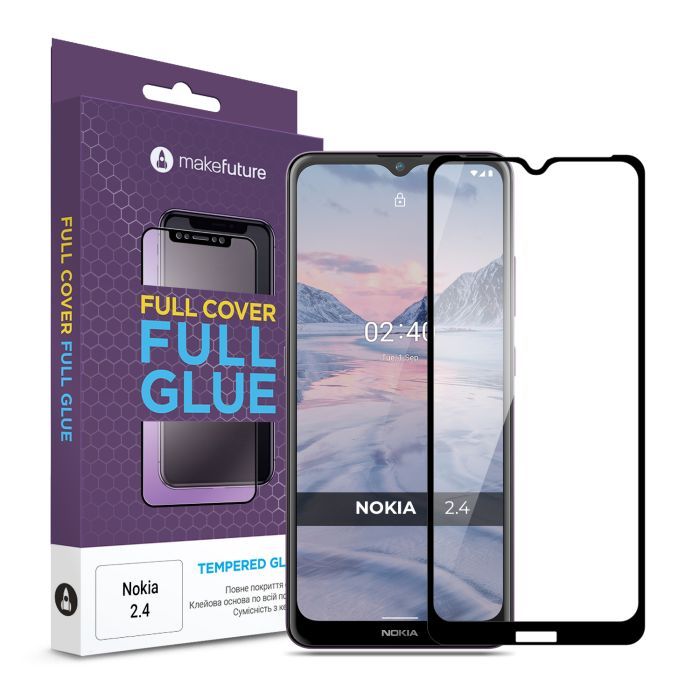 Стекло защитное MakeFuture Nokia 2.4 Full Cover Full Glue Фото