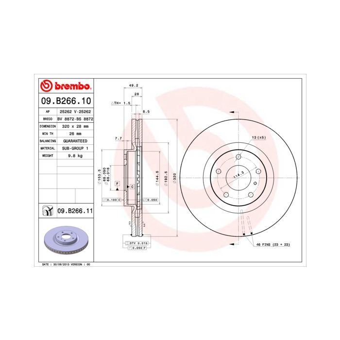 Тормозной диск Brembo 09.B266.11 Фото
