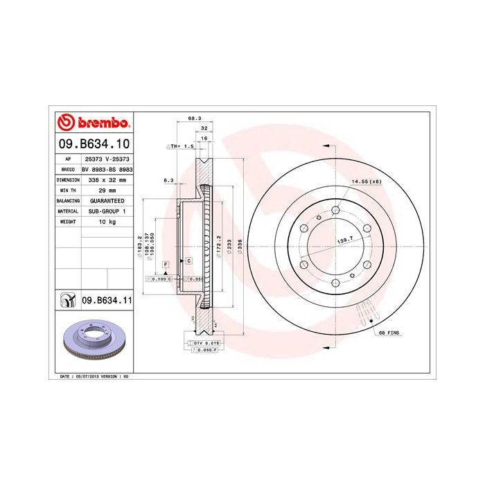 Тормозной диск Brembo 09.B634.11 Фото