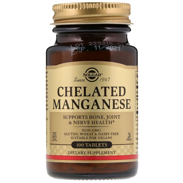 Минералы Solgar Марганець, Chelated Manganese, 100 таблеток Фото
