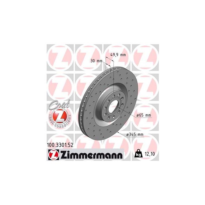 Тормозной диск ZIMMERMANN 100.3301.52 Фото