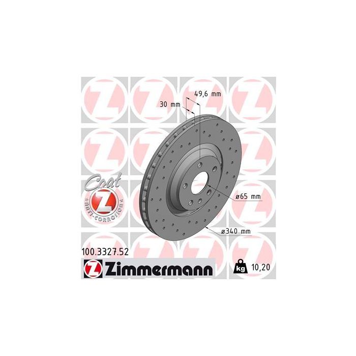 Тормозной диск ZIMMERMANN 100.3327.52 Фото