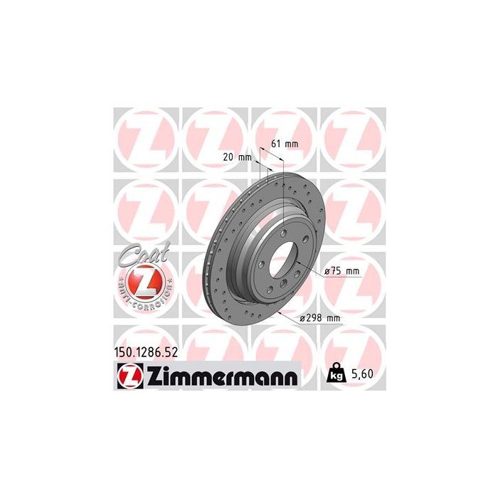 Тормозной диск ZIMMERMANN 150.1286.52 Фото